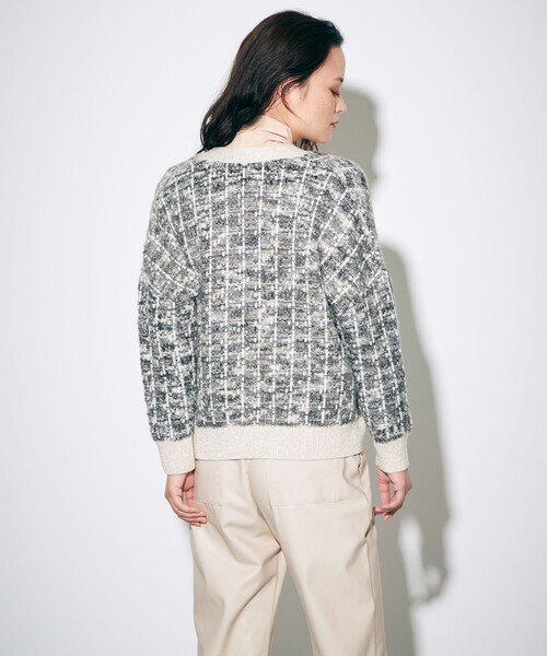 Diagram(ダイアグラム)の「ミックスツイードニットカーディガン(カーディガン/ボレロ・レディース・ベージュ/グレー・36)」の4枚目の写真