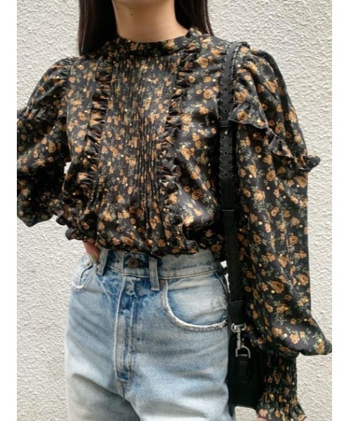 moussy - 今季新作♡MOUSSY FOIL PRINT FRILL ブラウス♡ブラック MOUSSY（マウジー）の「FOIL PRINT FRILL ブラウス（シャツ