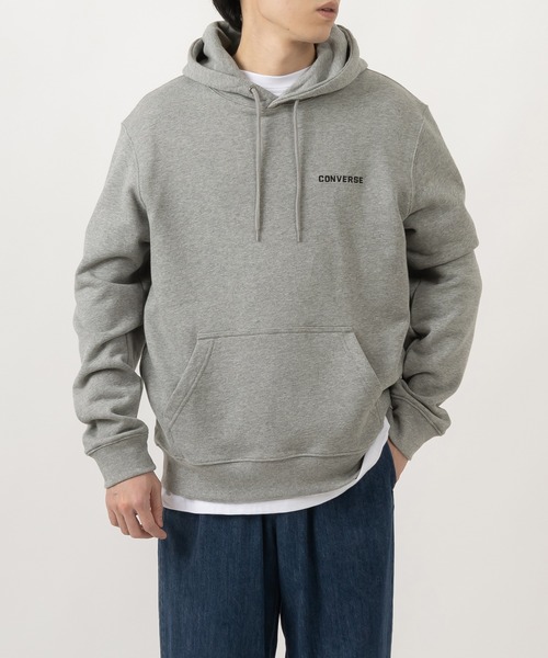CONVERSE(コンバース)の「【CONVERSE/コンバース】ワンポイントプルオーバーパーカー/フーディ―(パーカー・メンズ・ホワイト/ブラック/ベージュ/グレー/ピンク/グリーン・M/L/XL)」の3枚目の写真