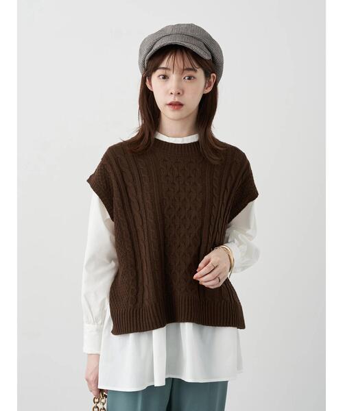 earth music&ecology（アースミュージックアンドエコロジー）の「SET2点 ケーブルベスト+ブラウス　＊（シャツ/ブラウス・レディース・ブラック/ブラウン/ブルー/ホワイト系その他2・FREE）」の12枚目の写真