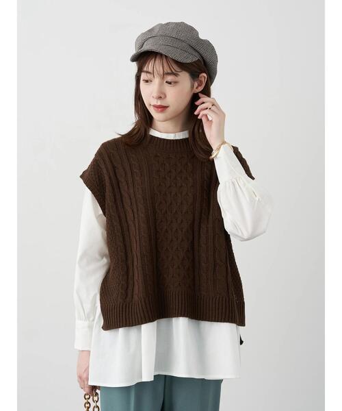 earth music&ecology（アースミュージックアンドエコロジー）の「SET2点 ケーブルベスト+ブラウス　＊（シャツ/ブラウス・レディース・ブラック/ブラウン/ブルー/ホワイト系その他2・FREE）」の13枚目の写真