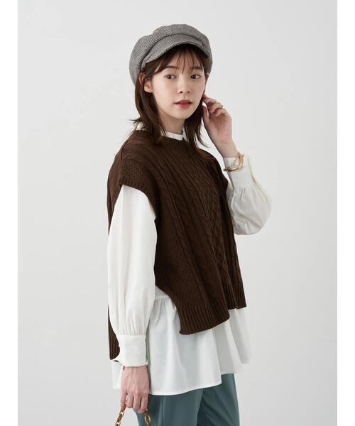 earth music&ecology（アースミュージックアンドエコロジー）の「SET2点 ケーブルベスト+ブラウス　＊（シャツ/ブラウス・レディース・ブラック/ブラウン/ブルー/ホワイト系その他2・FREE）」の14枚目の写真