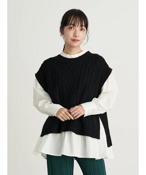 earth music&ecology（アースミュージックアンドエコロジー）の「SET2点 ケーブルベスト+ブラウス　＊（シャツ/ブラウス・レディース・ブラック/ブラウン/ブルー/ホワイト系その他2・FREE）」の20枚目の写真