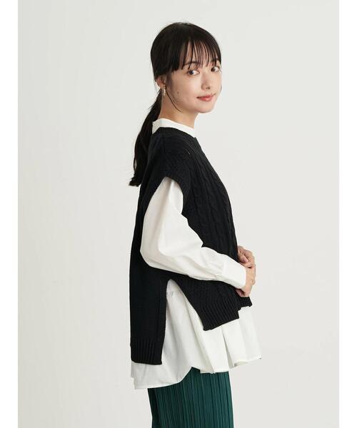earth music&ecology（アースミュージックアンドエコロジー）の「SET2点 ケーブルベスト+ブラウス　＊（シャツ/ブラウス・レディース・ブラック/ブラウン/ブルー/ホワイト系その他2・FREE）」の21枚目の写真