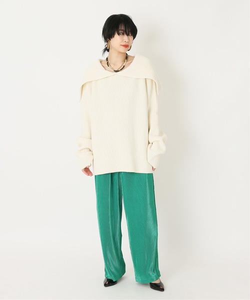 CITYSHOP（シティーショップ）の「AZE BIG COLLAR：ニット（ニット/セーター・レディース・ホワイト/ネイビー・FREE）」の7枚目の写真