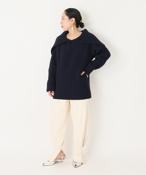 CITYSHOP（シティーショップ）の「AZE BIG COLLAR：ニット（ニット/セーター・レディース・ホワイト/ネイビー・FREE）」の5枚目の写真