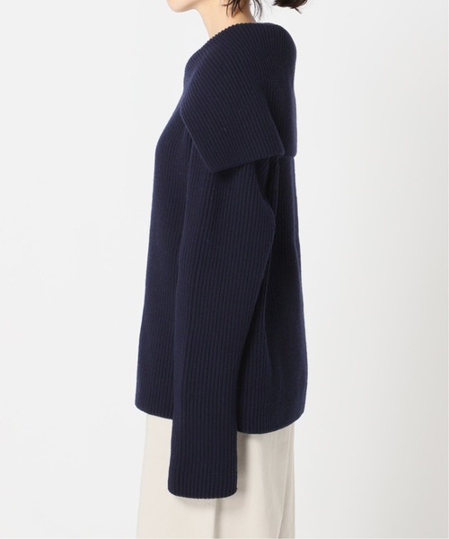 CITYSHOP（シティーショップ）の「AZE BIG COLLAR：ニット（ニット/セーター・レディース・ホワイト/ネイビー・FREE）」の3枚目の写真