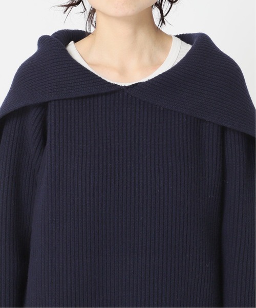 CITYSHOP（シティーショップ）の「AZE BIG COLLAR：ニット（ニット/セーター・レディース・ホワイト/ネイビー・FREE）」の8枚目の写真