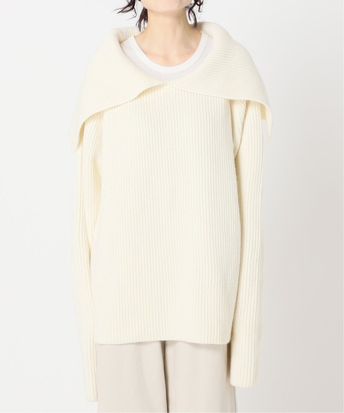 CITYSHOP（シティーショップ）の「AZE BIG COLLAR：ニット（ニット/セーター・レディース・ホワイト/ネイビー・FREE）」の14枚目の写真