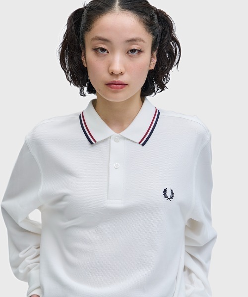 FRED PERRYフレッドペリー 長袖ポロシャツ　レディース　M ホワイト　白 The Fred Perry Shirt - M3636／フレッドペリー長袖ポロシャツ