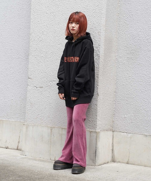 X-girl（エックスガール）の「EASY FLARE PANTS（その他パンツ・レディース・ブラック/ピンク/グリーン・XS/M/S）」の5枚目の写真
