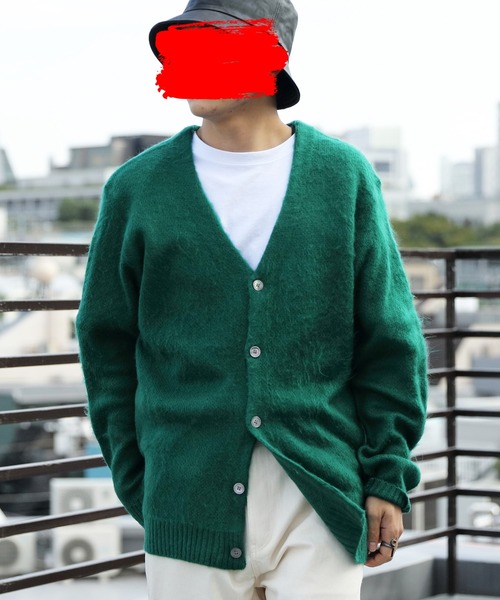 ８(eight)（エイト）の「ニットカーディガン（カーディガン/ボレロ・メンズ・ブラック/レッド/グリーン/アイボリー/ブルーグレー/マスタード/グレイッシュベージュ/スモーキーグリーン系・MEDIUM/LARGE）」の6枚目の写真