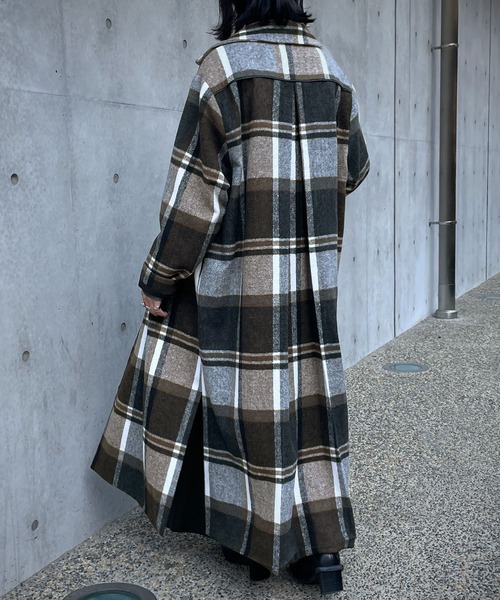 &g'aime(アンジェム)の「【&g'aime】チェックチェスターコート(チェスターコート・レディース・ブラック/ネイビー・FREE)」の7枚目の写真