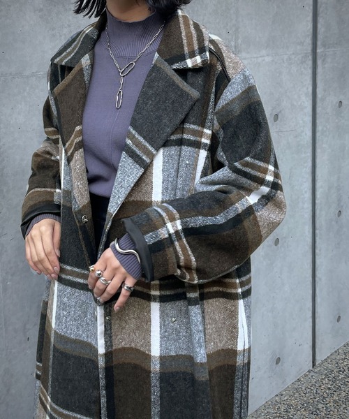 &g'aime(アンジェム)の「【&g'aime】チェックチェスターコート(チェスターコート・レディース・ブラック/ネイビー・FREE)」の11枚目の写真