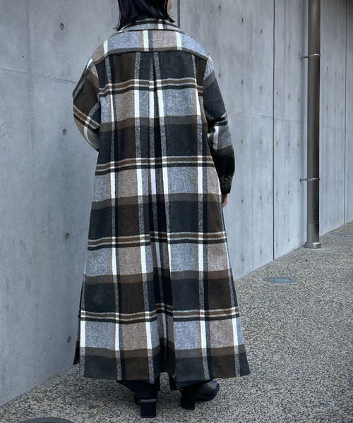 &g'aime(アンジェム)の「【&g'aime】チェックチェスターコート(チェスターコート・レディース・ブラック/ネイビー・FREE)」の9枚目の写真