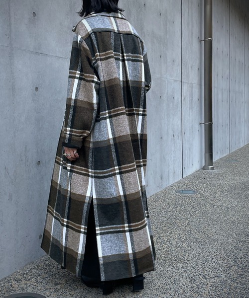 &g'aime(アンジェム)の「【&g'aime】チェックチェスターコート(チェスターコート・レディース・ブラック/ネイビー・FREE)」の8枚目の写真