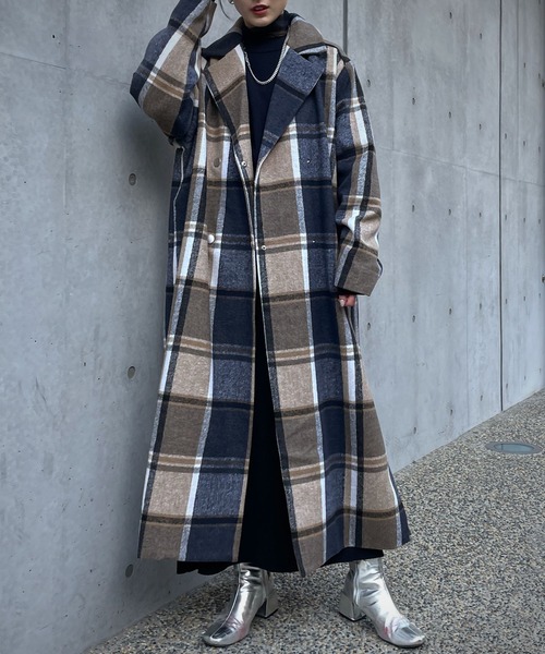 &g'aime(アンジェム)の「【&g'aime】チェックチェスターコート(チェスターコート・レディース・ブラック/ネイビー・FREE)」の14枚目の写真