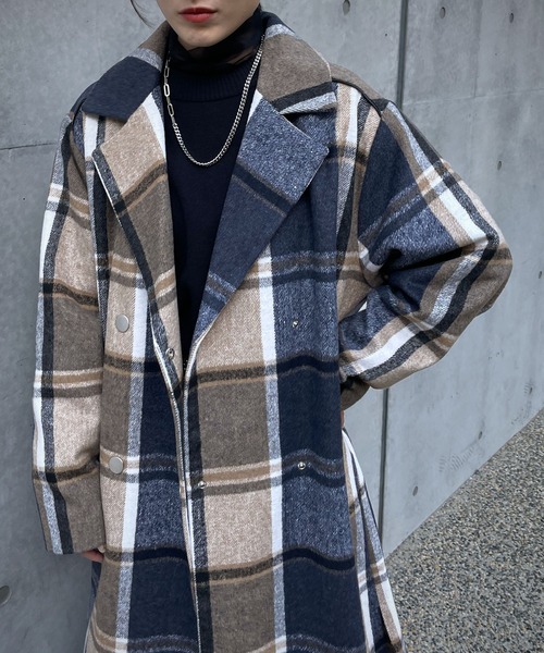 &g'aime(アンジェム)の「【&g'aime】チェックチェスターコート(チェスターコート・レディース・ブラック/ネイビー・FREE)」の21枚目の写真