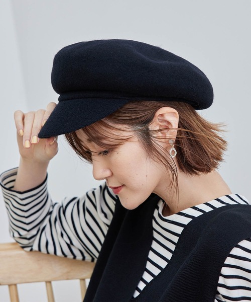 ROPE' PICNIC(ロペピクニック)の「ウールキャスケット(キャスケット・レディース・ベージュ/ブラック・FREE)」の2枚目の写真