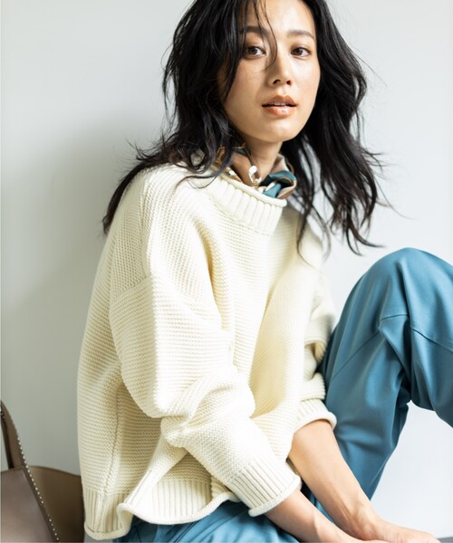 THE SHOP TK (ザ ショップ ティーケー )の「◆カラーロービングニットプルオーバー(ニット/セーター・レディース・ライトブルー/ブラック/イエロー/オレンジ/グリーン/アイボリー/ワインレッド/ブラウン系・11/12/13/14)」の2枚目の写真