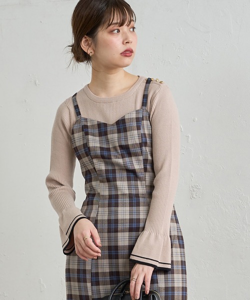 natural couture（ナチュラルクチュール）の「【WEB限定カラー有り】袖口フレア配色リブニット（ニット/セーター・レディース・その他1/その他3/ブラック/その他2/ベージュ/その他4・FREE）」の13枚目の写真