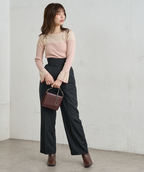 natural couture（ナチュラルクチュール）の「【WEB限定カラー有り】袖口フレア配色リブニット（ニット/セーター・レディース・その他1/その他3/ブラック/その他2/ベージュ/その他4・FREE）」の14枚目の写真