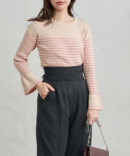 natural couture（ナチュラルクチュール）の「【WEB限定カラー有り】袖口フレア配色リブニット（ニット/セーター・レディース・その他1/その他3/ブラック/その他2/ベージュ/その他4・FREE）」の22枚目の写真