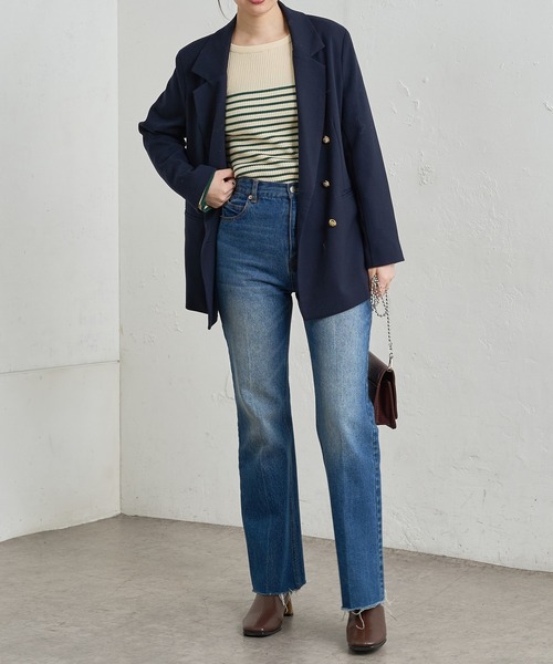 natural couture（ナチュラルクチュール）の「【WEB限定カラー有り】袖口フレア配色リブニット（ニット/セーター・レディース・その他1/その他3/ブラック/その他2/ベージュ/その他4・FREE）」の9枚目の写真