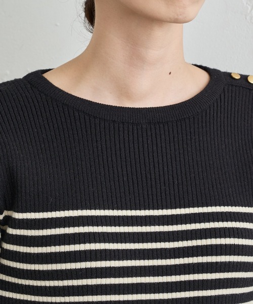 natural couture（ナチュラルクチュール）の「【WEB限定カラー有り】袖口フレア配色リブニット（ニット/セーター・レディース・その他1/その他3/ブラック/その他2/ベージュ/その他4・FREE）」の7枚目の写真