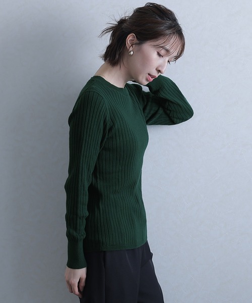 セール】ラウンドネックリブニット（ニット/セーター）｜ElegChic