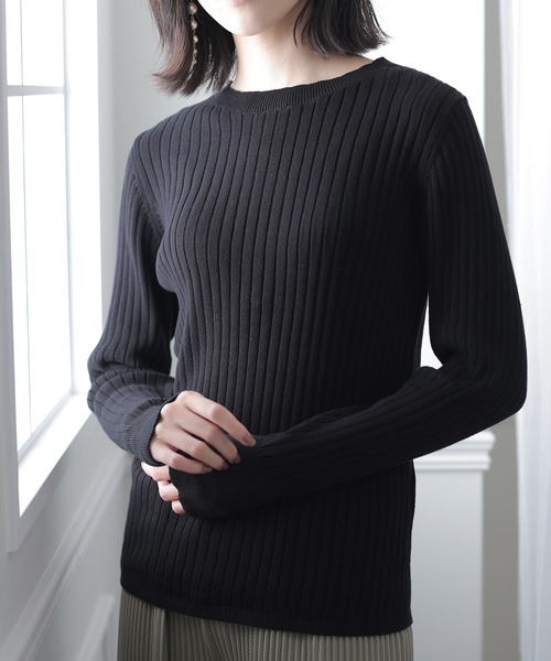セール】ラウンドネックリブニット（ニット/セーター）｜ElegChic