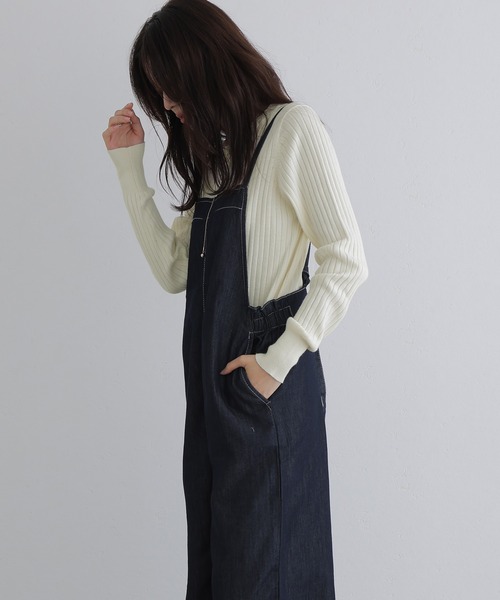 ElegChic(エレグシック)の「ラウンドネックリブニット(ニット/セーター・レディース・ブラック/ダークグリーン/ボルドー/杢グレー/グレイッシュベージュ/オフホワイト・MEDIUM/X-LARGE/XXX-LARGE)」の13枚目の写真