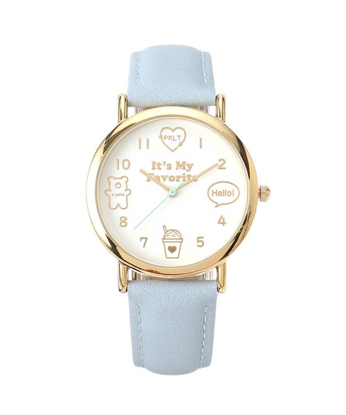 PINK-latte(ピンクラテ)の「アイコンウォッチ(アナログ腕時計・キッズ・ライトブルー/ライトパープル/ベビーピンク・00)」の2枚目の写真