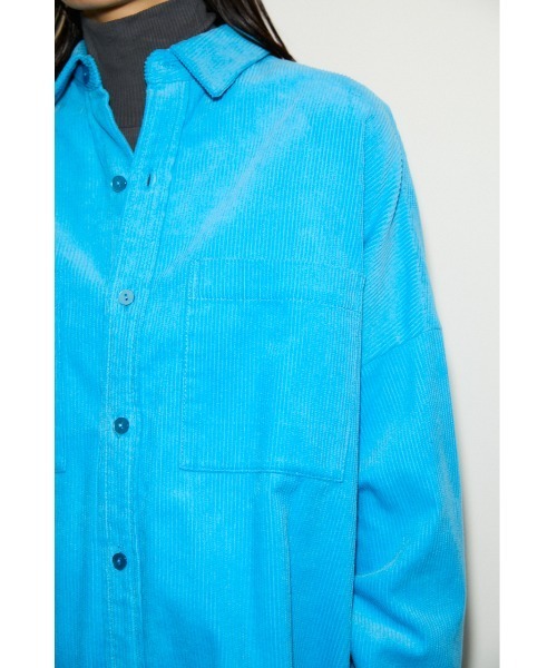 THROW by SLY(スローバイスライ)の「THROW CORDUROY OVER BOXY SH コーデュロ イオーバー シャツ(シャツ/ブラウス・レディース・ターコイズブルー/ライトイエロー・FREE)」の8枚目の写真