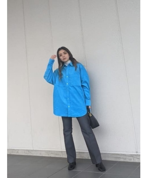 THROW by SLY(スローバイスライ)の「THROW CORDUROY OVER BOXY SH コーデュロ イオーバー シャツ(シャツ/ブラウス・レディース・ターコイズブルー/ライトイエロー・FREE)」の20枚目の写真