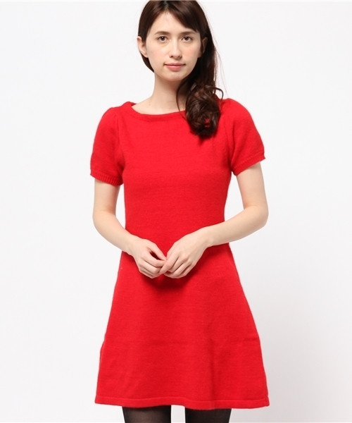 Chico（チコ）の「半袖アンゴラニット（チュニック・レディース・グレー/レッド/ブラック・FREE）」の4枚目の写真