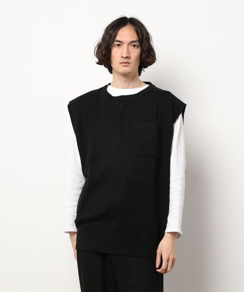 JUGLANS(ユグランス)の「【Revo.】ルーズニットベスト/メンズ/コットン混12G(ベスト・メンズ・ブラック/ブルー/ホワイト・L/M)」の2枚目の写真