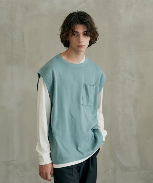 JUGLANS(ユグランス)の「【Revo.】ルーズニットベスト/メンズ/コットン混12G(ベスト・メンズ・ブラック/ブルー/ホワイト・L/M)」の3枚目の写真