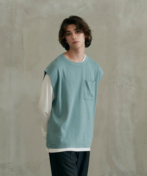 JUGLANS(ユグランス)の「【Revo.】ルーズニットベスト/メンズ/コットン混12G(ベスト・メンズ・ブラック/ブルー/ホワイト・L/M)」の6枚目の写真