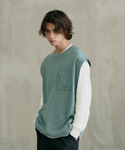 JUGLANS(ユグランス)の「【Revo.】ルーズニットベスト/メンズ/コットン混12G(ベスト・メンズ・ブラック/ブルー/ホワイト・L/M)」の7枚目の写真