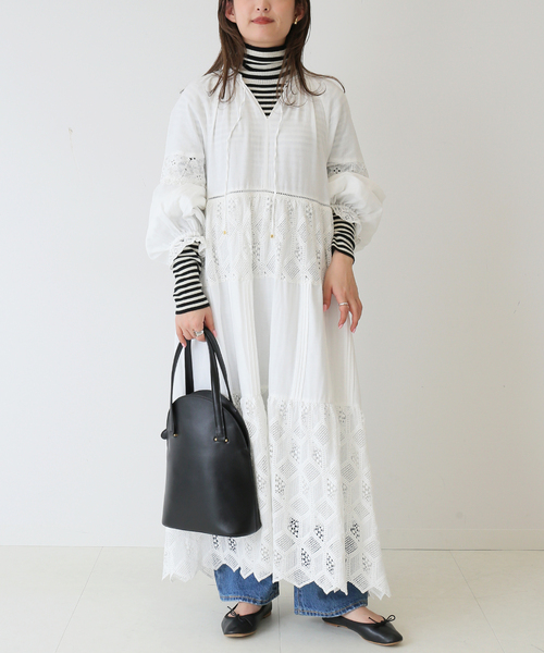 SLOBE IENA(スローブイエナ)の「コットンチャーチスモックワンピース◆(ワンピース・レディース・ホワイト・FREE)」の5枚目の写真