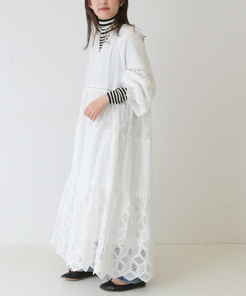 CLANE ボリュームパフスモックワンピース パフスリーブ コットン