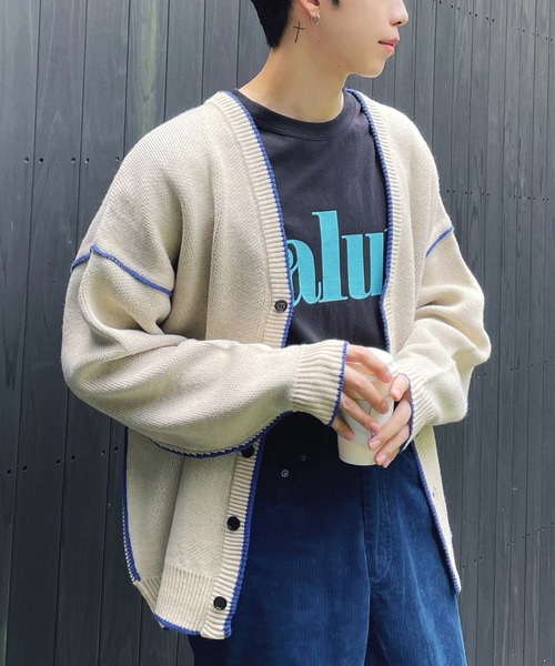 Figments(フィグメンツ)の「ポイントカラーカーディガン(カーディガン/ボレロ・レディース・ブラック/ベージュ/グレー/パープル/ワイン・FREE)」の4枚目の写真