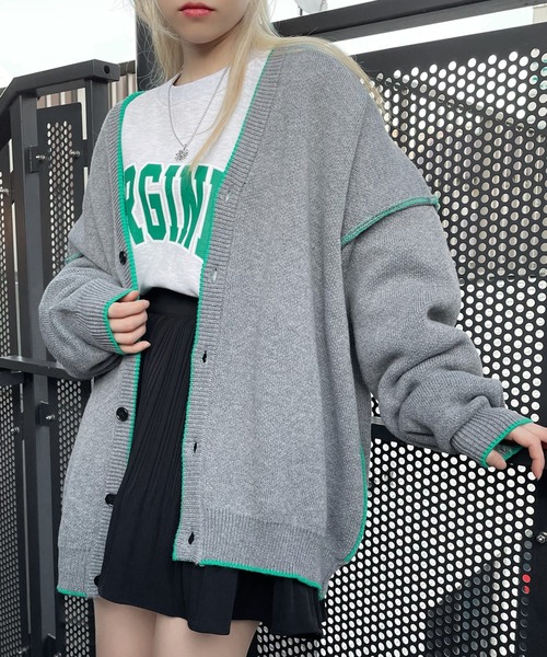 Figments(フィグメンツ)の「ポイントカラーカーディガン(カーディガン/ボレロ・レディース・ブラック/ベージュ/グレー/パープル/ワイン・FREE)」の3枚目の写真