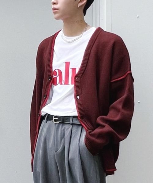 Figments(フィグメンツ)の「ポイントカラーカーディガン(カーディガン/ボレロ・レディース・ブラック/ベージュ/グレー/パープル/ワイン・FREE)」の5枚目の写真