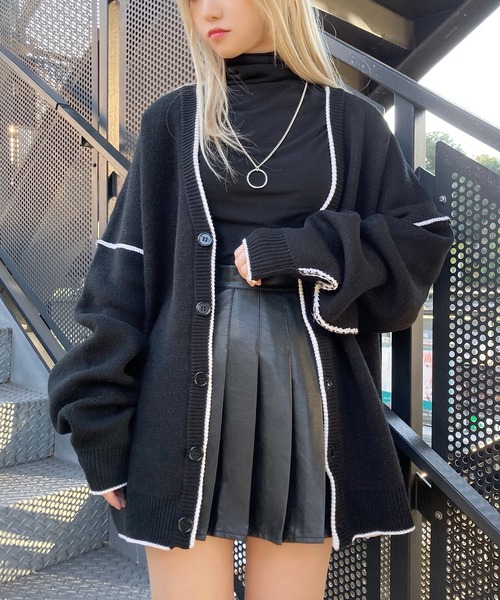 Figments(フィグメンツ)の「ポイントカラーカーディガン(カーディガン/ボレロ・レディース・ブラック/ベージュ/グレー/パープル/ワイン・FREE)」の6枚目の写真