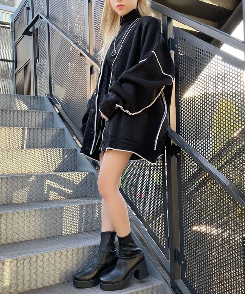 Figments(フィグメンツ)の「ポイントカラーカーディガン(カーディガン/ボレロ・レディース・ブラック/ベージュ/グレー/パープル/ワイン・FREE)」の8枚目の写真