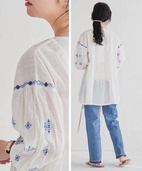coen（コーエン）の「インドコットン刺繍チュニック（シャツ/ブラウス・レディース・ケリー/オフホワイト・MEDIUM/LARGE）」の5枚目の写真