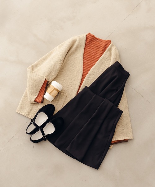 fupel（フぺル）の「オーバーニットジャケットカーディガン（カーディガン/ボレロ・レディース・ライトグリーン/ライトベージュ・SMALL/MEDIUM）」の22枚目の写真