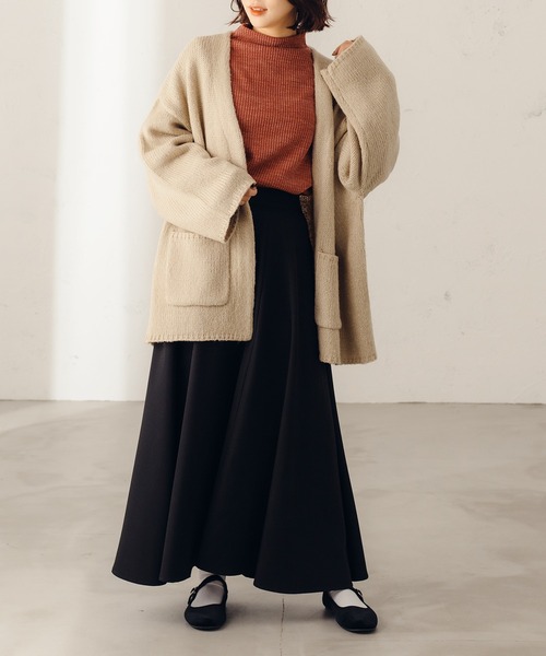 fupel（フぺル）の「オーバーニットジャケットカーディガン（カーディガン/ボレロ・レディース・ライトグリーン/ライトベージュ・SMALL/MEDIUM）」の10枚目の写真